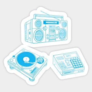 Boombox, Beat Maker, Turntable (Button Blue Lines) Analog / Music Sticker